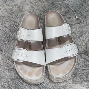 White Leather Arizona Birkenstock Sandals